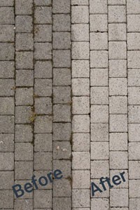 before-after-high-pressure-cleaning-outside-paved-ground-side-by-side